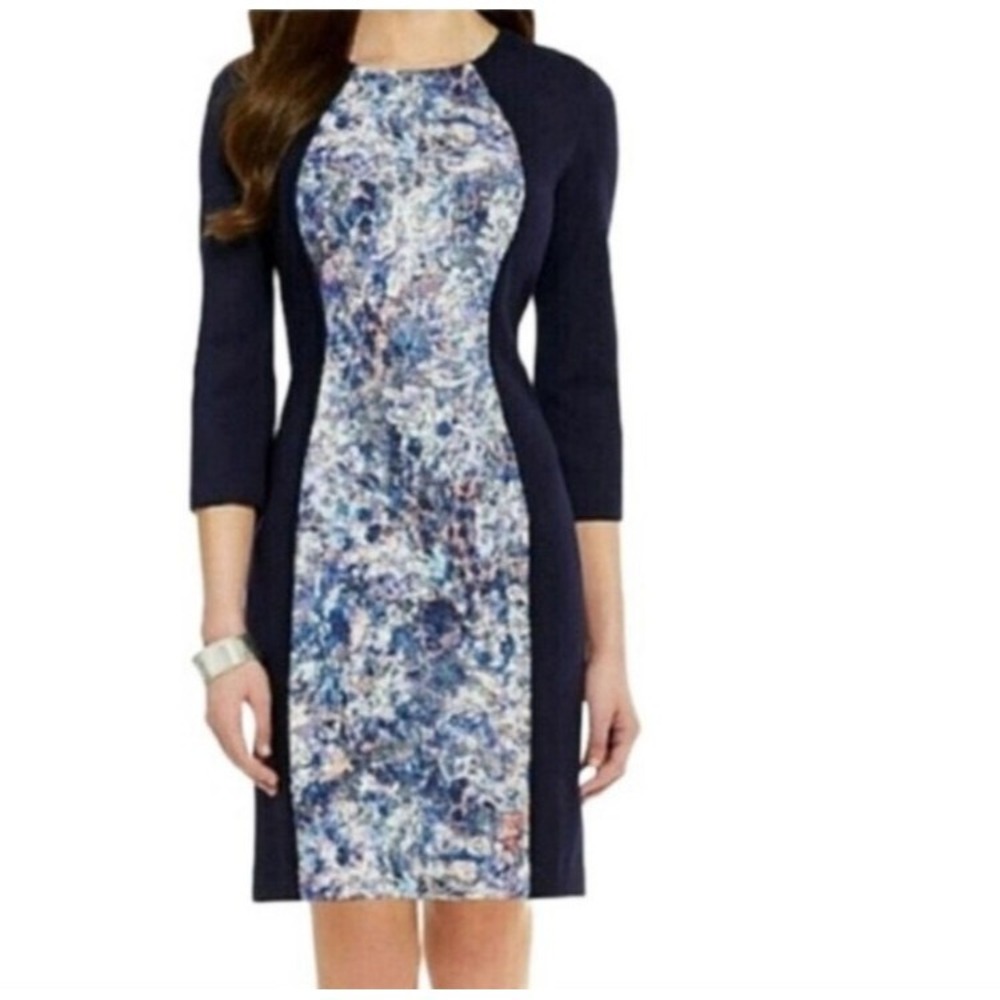 Antonio Melani Bodycon Navy Cassie Dress Sz 8 Ponte Knit Cocktail